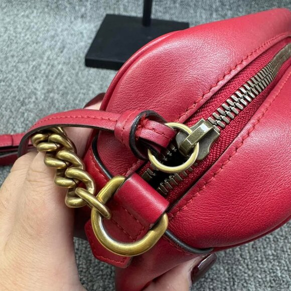 GUCCI GG Marmont Red Leather Shoulder Bag 480-012725 - Picture 9 of 16
